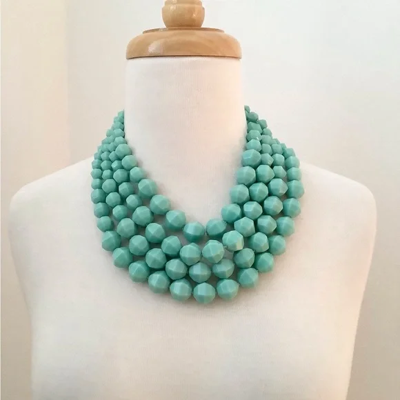 J. CREW MULTI STRAND TURQUOISE FACETED BEAD NECKLACE - Picture 1 of 1